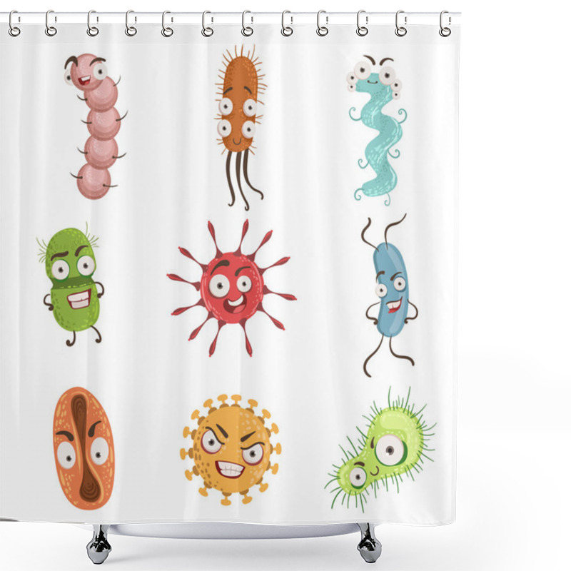 Personality  Viruses And Bacterria Cartoon Characters Set Shower Curtains