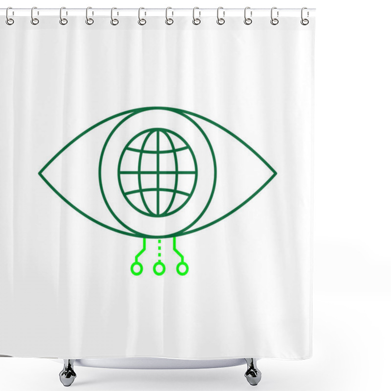 Personality  Global AI Visual Recognition Technology Eye Vector Icon Design, Computer Vision, Neural Networks, Image Recognition Shower Curtains