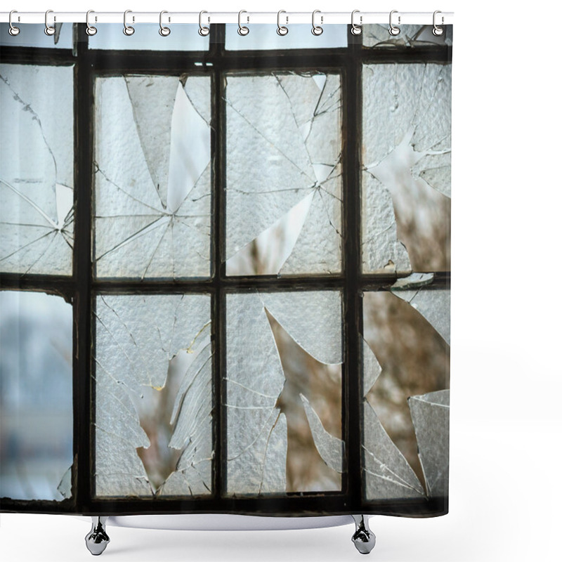 Personality  Industrial Windows In Concrete Wall Shower Curtains