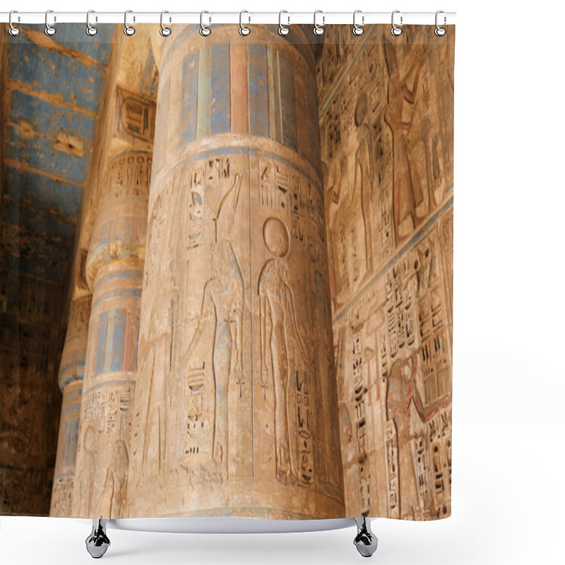 Personality  Columns In Medinet Habu Temple In Luxor, Egypt Shower Curtains