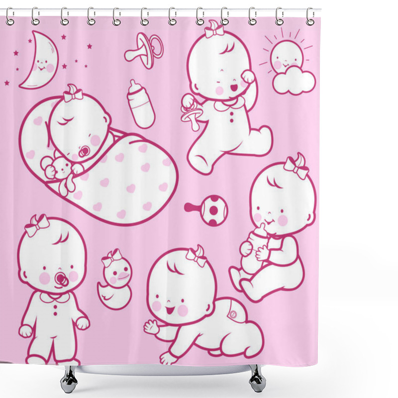 Personality  Baby Girl Icons Shower Curtains