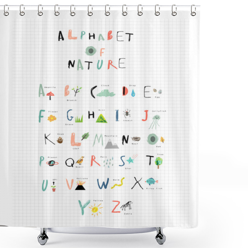 Personality  Cute Alphabet Of Nature Letters Shower Curtains