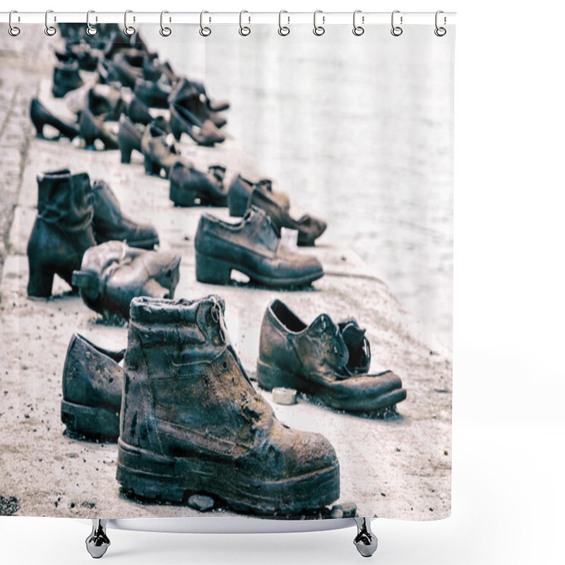 Personality  Shoes On The Danube Bank Is A Memorial In Budapest, Hungary Shower Curtains