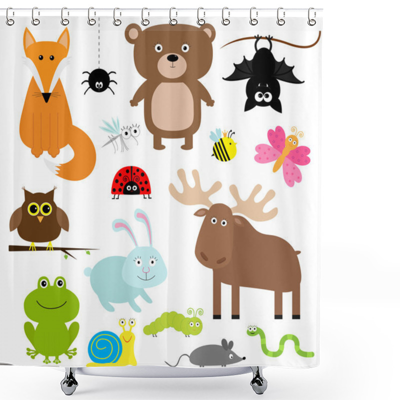 Personality  Forest Animals And Insects Set Shower Curtains