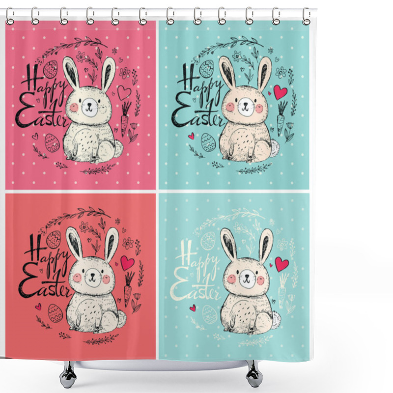 Personality  Set Of Easter Cards Shower Curtains