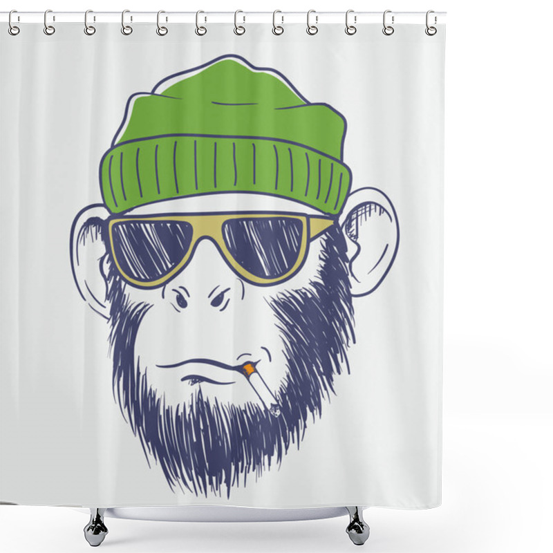 Personality  Cool Monkey Smoking A Cigarette Shower Curtains