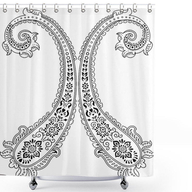 Personality  Vertical Floral Pattern Element, Indian Ornament Stock Image Shower Curtains