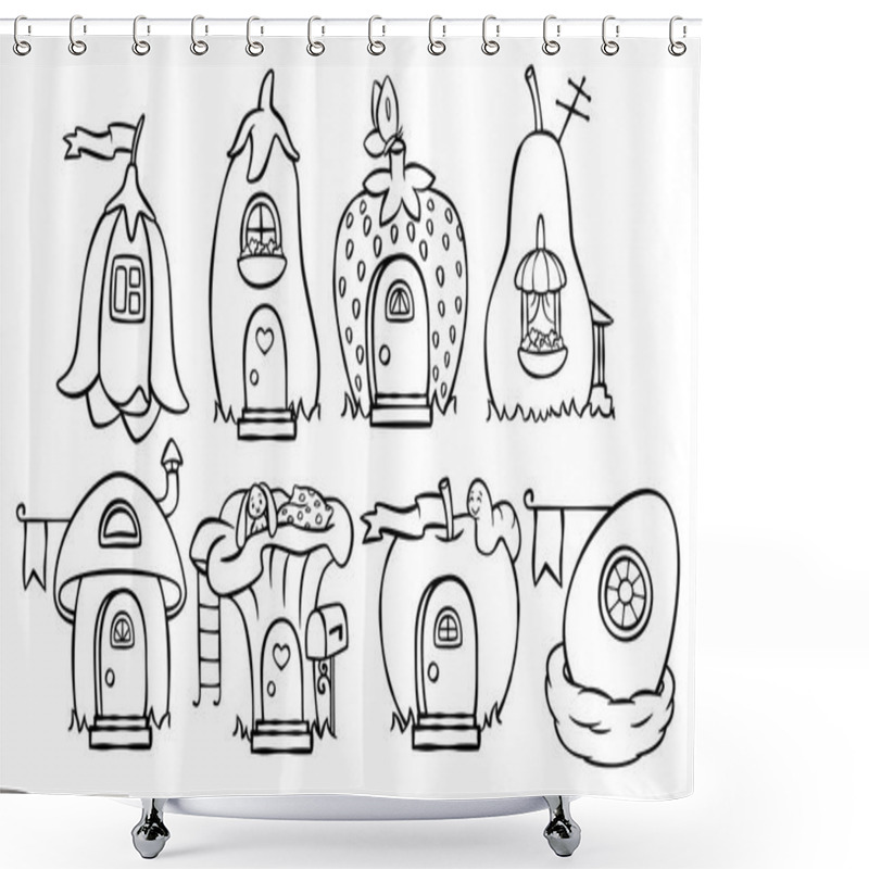 Personality  Doodle Magic House Set Shower Curtains