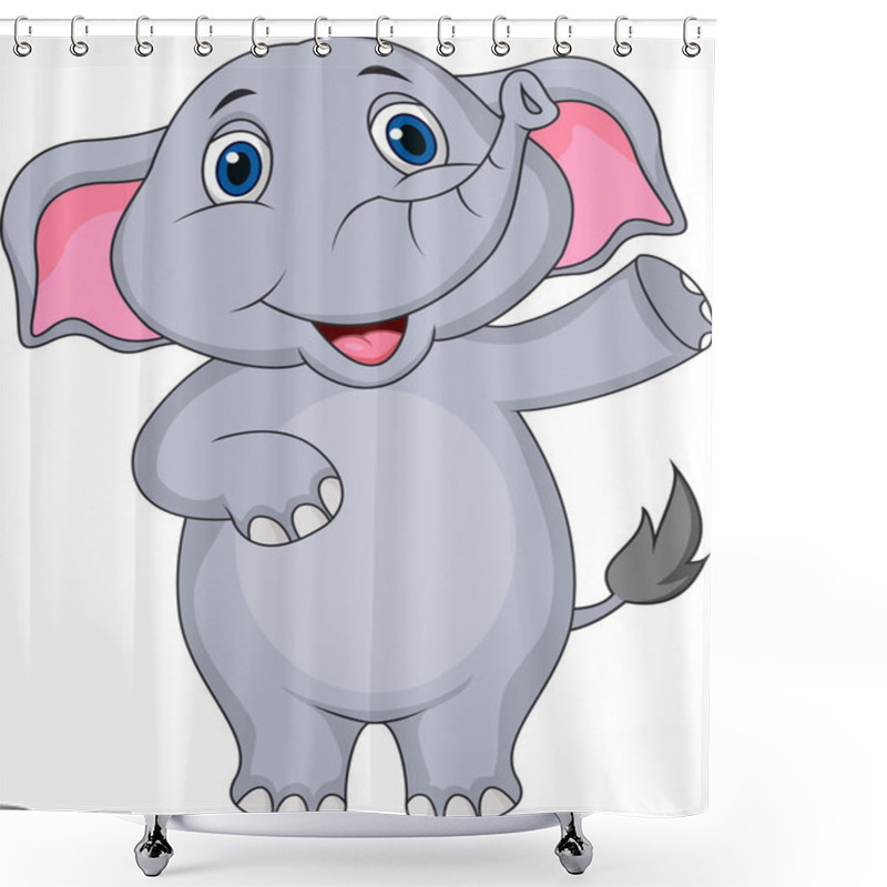 Personality  Cute Elephant Cartoon Waving Hand Shower Curtains