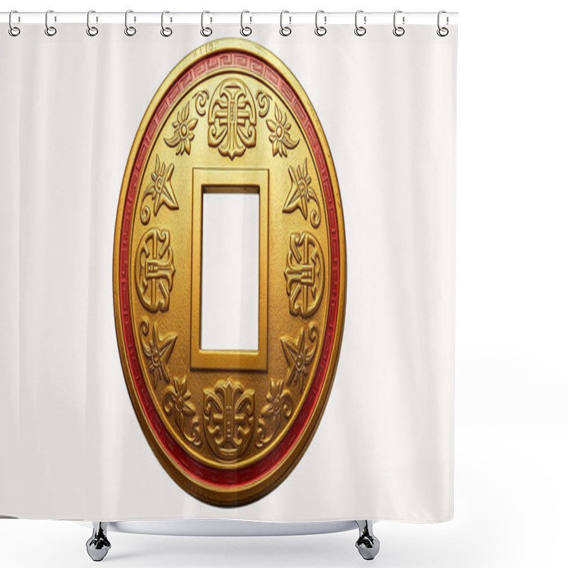 Personality  Circular Ancient Chinese Coin Shower Curtains