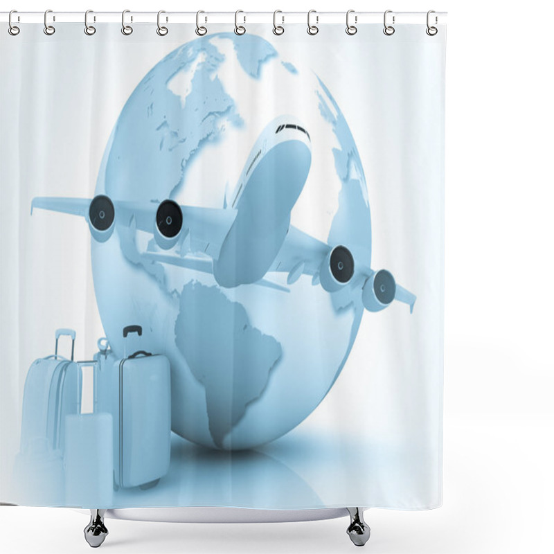 Personality  Air Traffic With A Globe And Luggage Shower Curtains