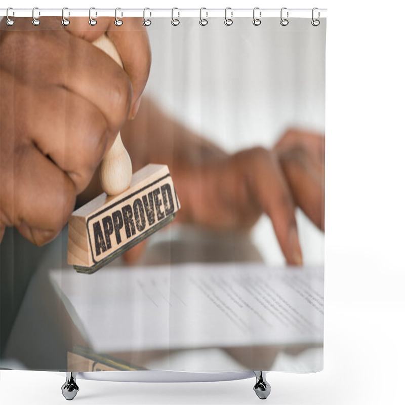 Personality  Person's Hand Stamping On Contract Form Shower Curtains