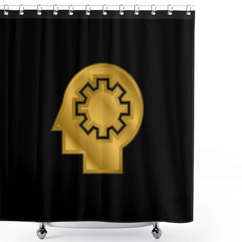 Personality  Brain Process Gold Plated Metalic Icon Or Logo Vector Shower Curtains