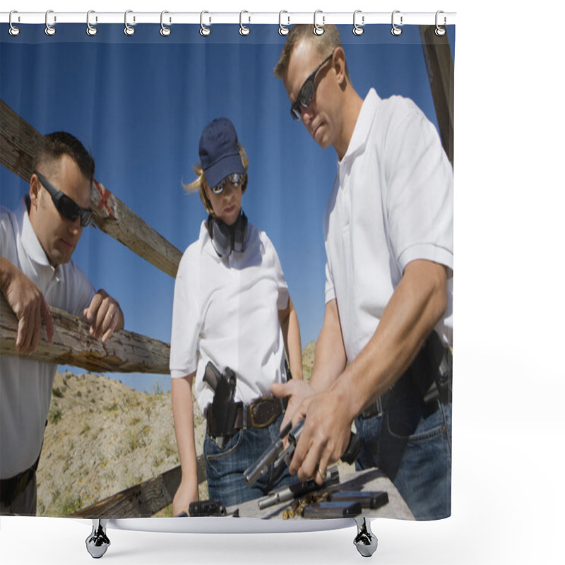 Personality  Instructor Loading Gun For Man And Woman Shower Curtains