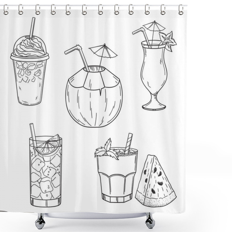 Personality  Summer Cold Drinks Set Shower Curtains