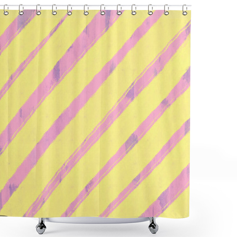 Personality  Pink Pastel And Yelllow  Striped  Background  Shower Curtains