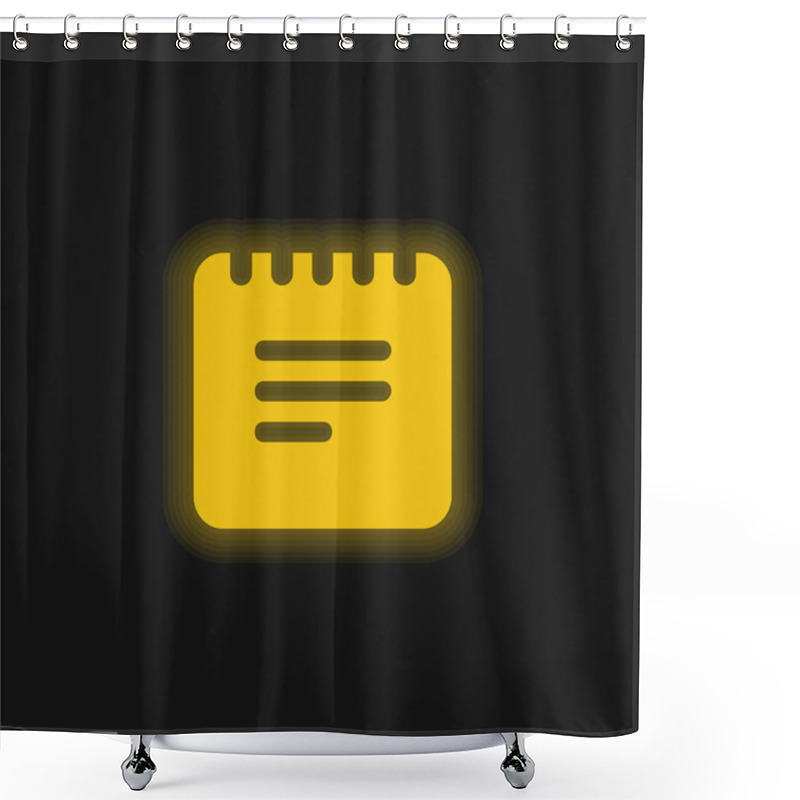 Personality  Black Notes Interface Square Symbol With Spring Yellow Glowing Neon Icon Shower Curtains