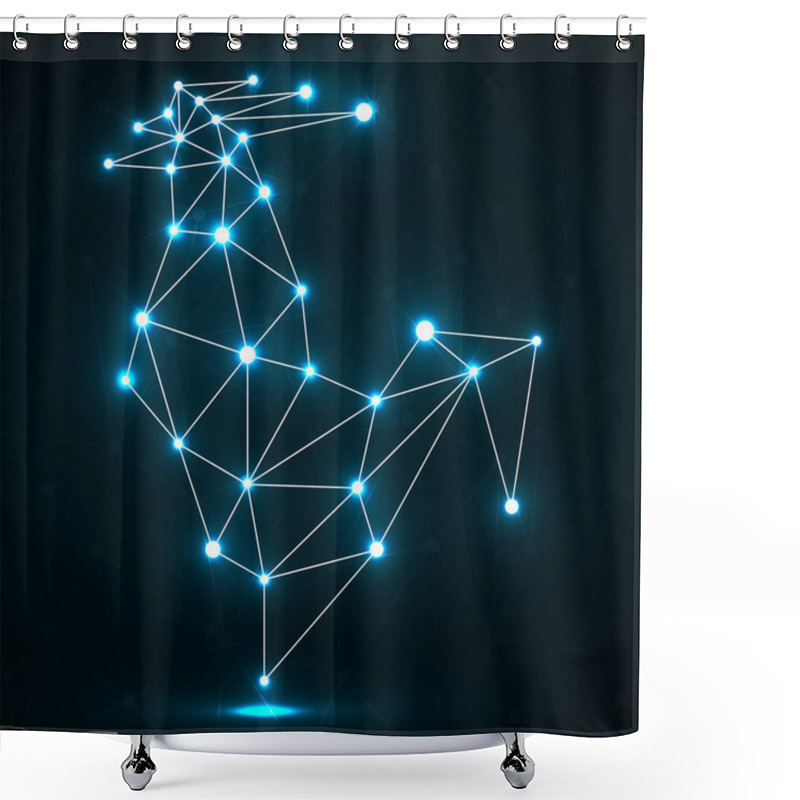 Personality  Abstract Rooster Glowing Dots And Lines, Polygonal Style. Symbol Of Chinese New Year 2017 Shower Curtains