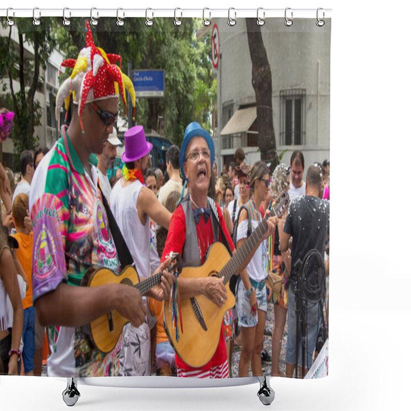 Personality  Rio De Janeiro, Brazil - Frebuary 15, 2015: People Celebrating Carnival On The Streets Of Ipanema Shower Curtains