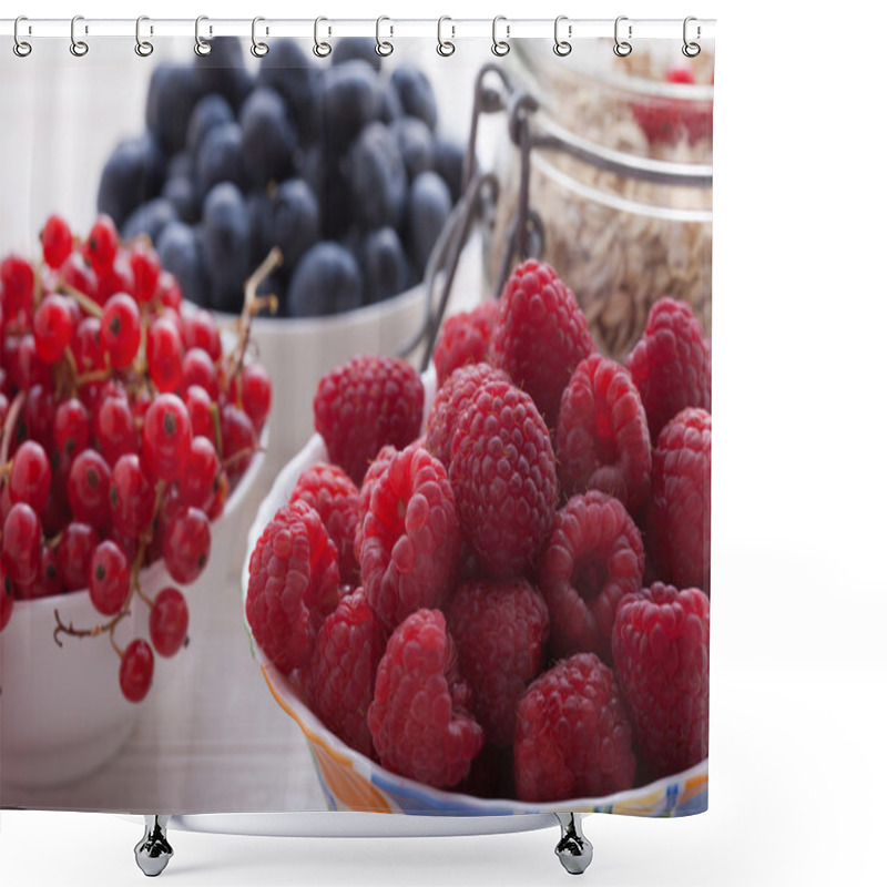 Personality  Breakfast - Berries, Fruit And Muesli Shower Curtains