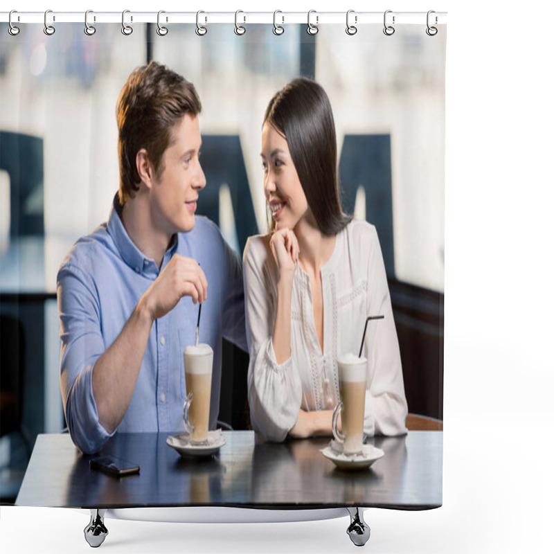 Personality  Couple In Love In Restaurant  Shower Curtains