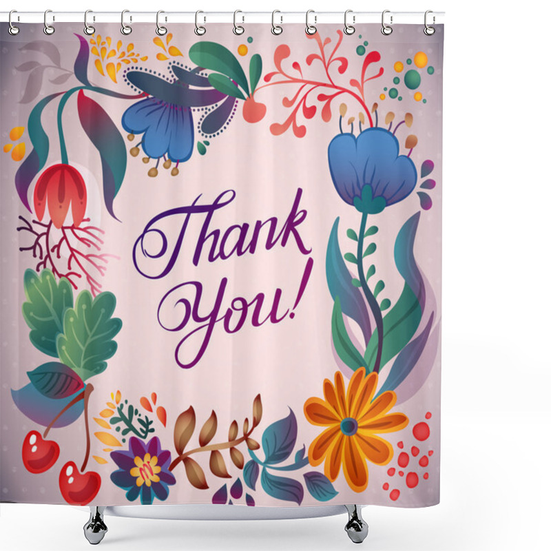 Personality  Thank You Floral Card Shower Curtains