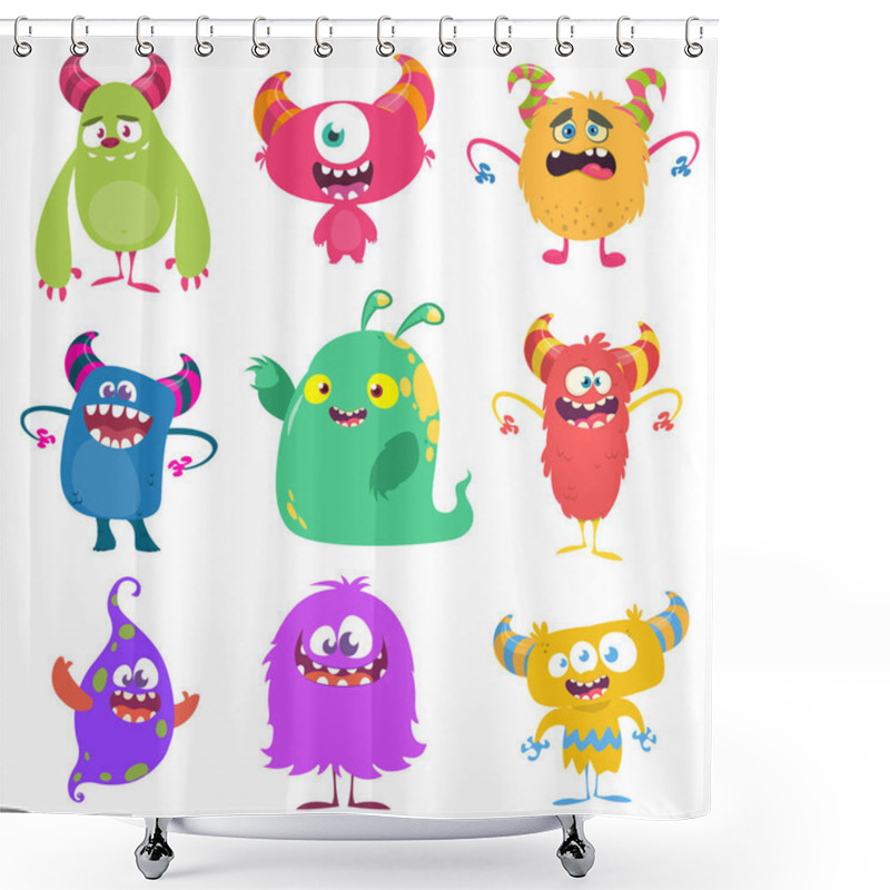 Personality  Cute Cartoon Monsters. Set Of Cartoon Monsters: Goblin Or Troll, Cyclops, Ghost,  Monsters And Aliens. Halloween Design Shower Curtains