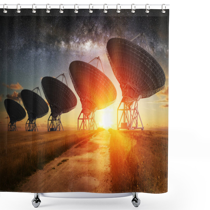 Personality  Satellite Dish View At Night Shower Curtains