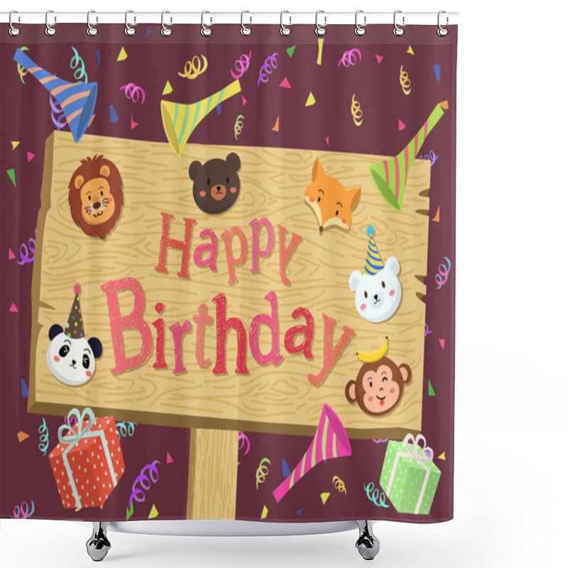 Personality  Animal Birthday Board Shower Curtains