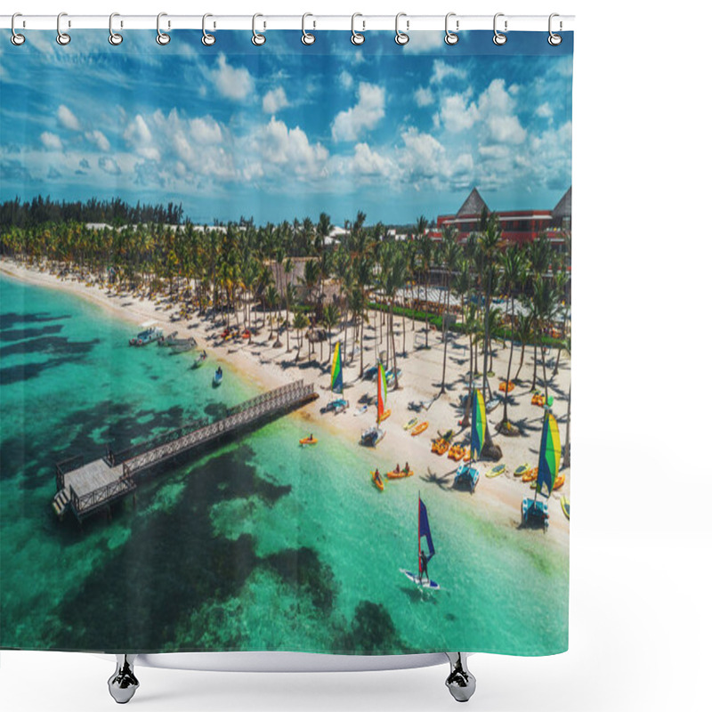 Personality  Aerial Drone View Of Caribbean Resort Bavaro, Punta Cana, Dominican Republic Shower Curtains