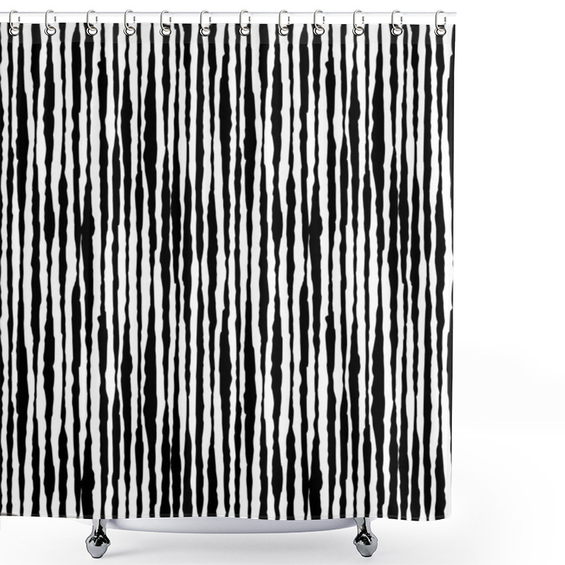 Personality  Boho Striped Hand Drawn Ink Seamless Pattern Shower Curtains