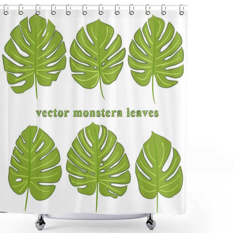 Personality  Monstera Leaves. Monstera Vector. Hand Drawn Leaves. Jungle Leaves. Summer. Jungle Shower Curtains