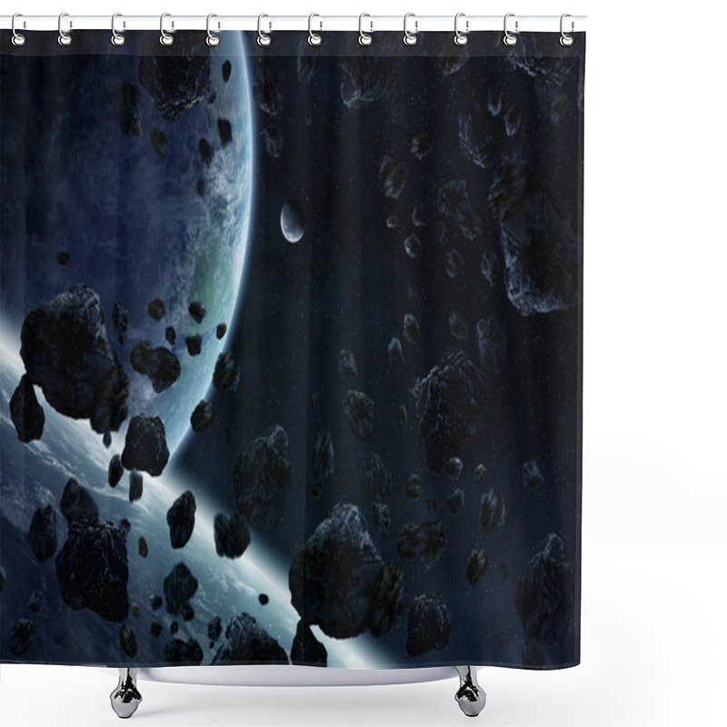 Personality  Sunrise Over Group Of Planets In Space Shower Curtains