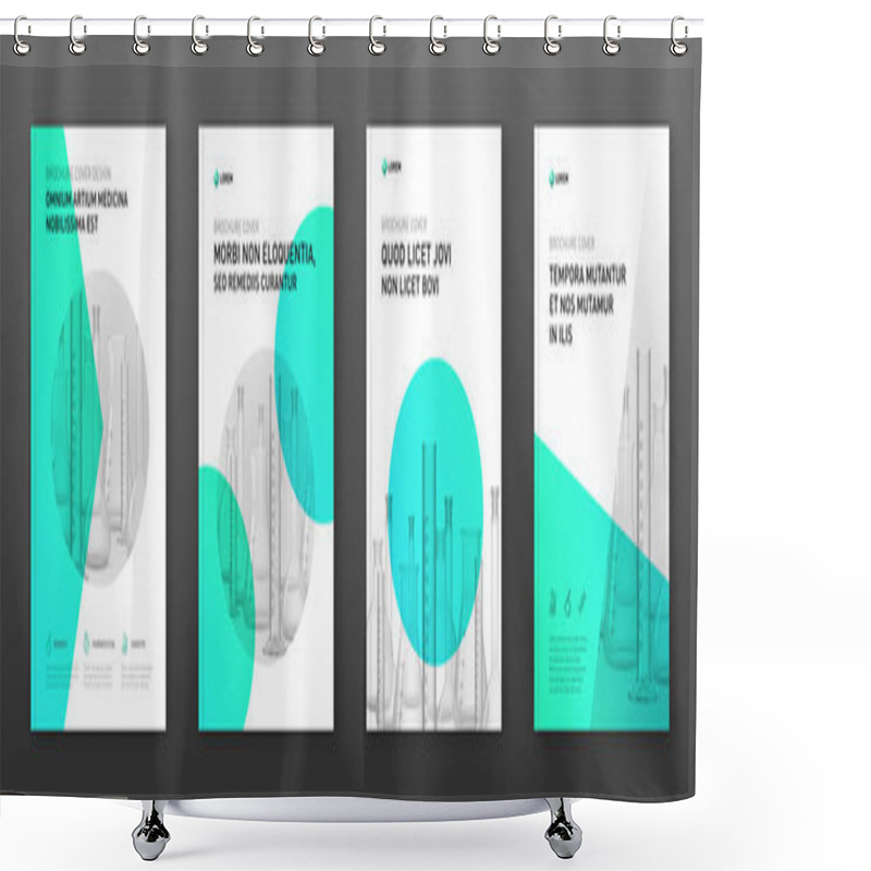 Personality  Pharmaceutical Brochure Cover Design Layout Set Shower Curtains