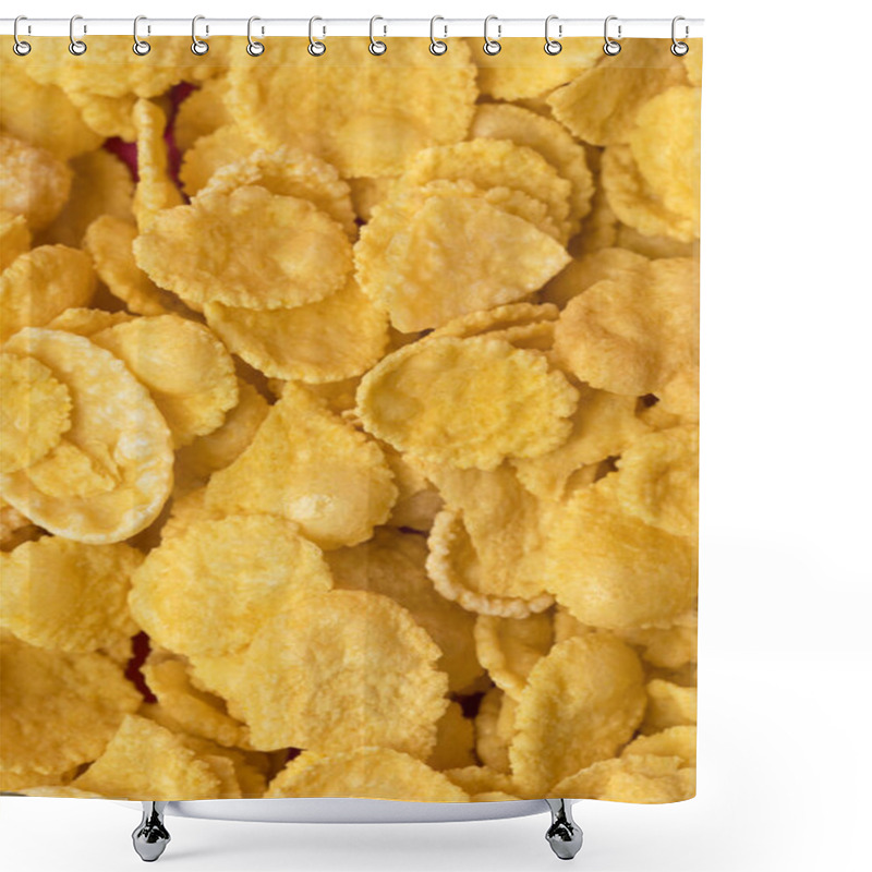 Personality  Close-up Full Frame Background From Healthy Crispy Corn Flakes  Shower Curtains