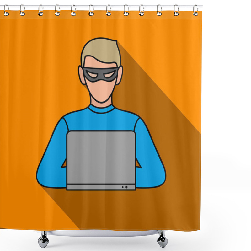 Personality  Hacker Icon In Flat Style Isolated On White Background. Crime Symbol Stock Vector Illustration. Shower Curtains