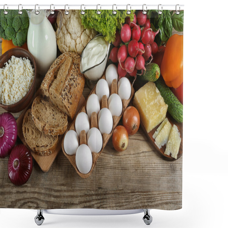 Personality  Vegetables And Dairy Products Shower Curtains