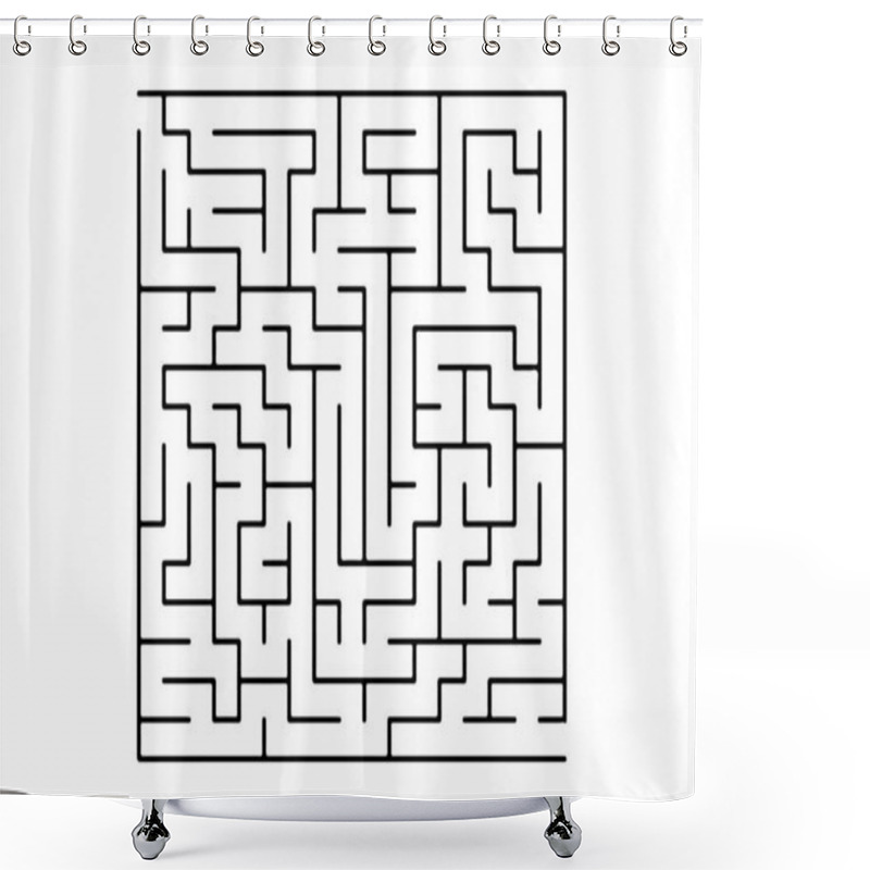 Personality  White Vector Texture With A Black Maze, Game. Abstract Illustration With Maze On A White Background. Pattern For Leisure Tasks, Games. Shower Curtains