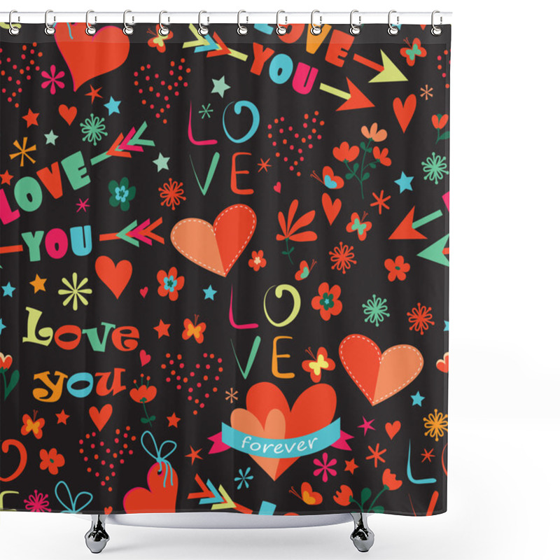 Personality  Valentines Day Floral Seamless Pattern. Shower Curtains