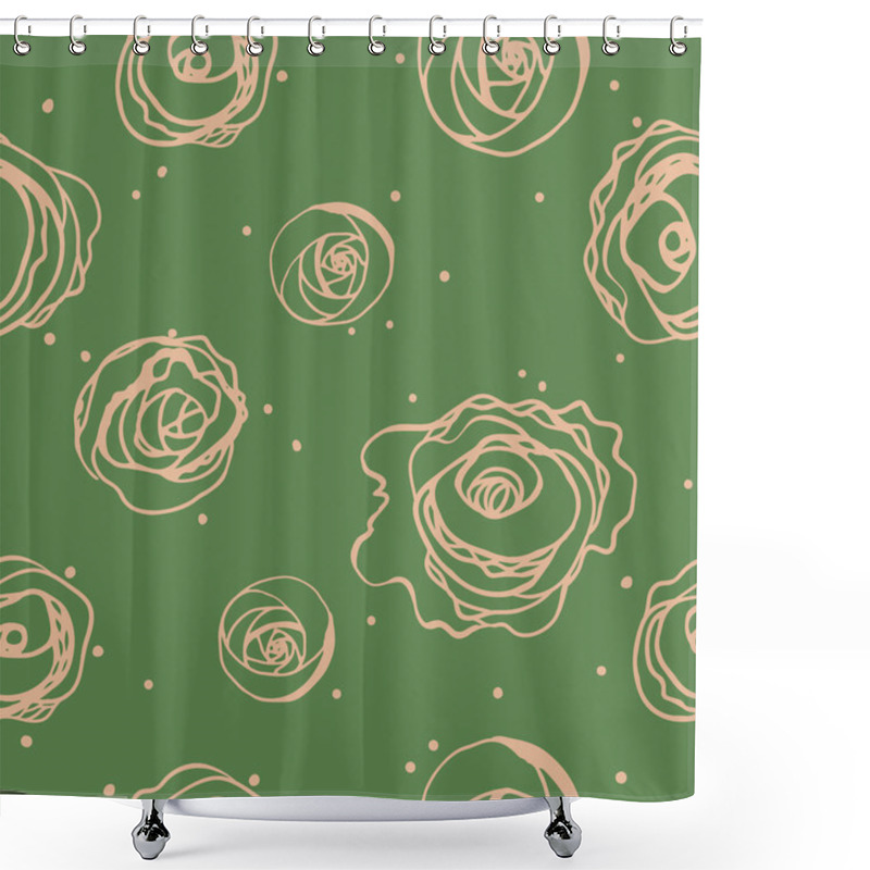 Personality  Flower Pattern. Simple Floral Seamless Pattern With Hand Drawn Roses For Textile, Wallpapers, Gift Wrap And Scrapbook. Shower Curtains