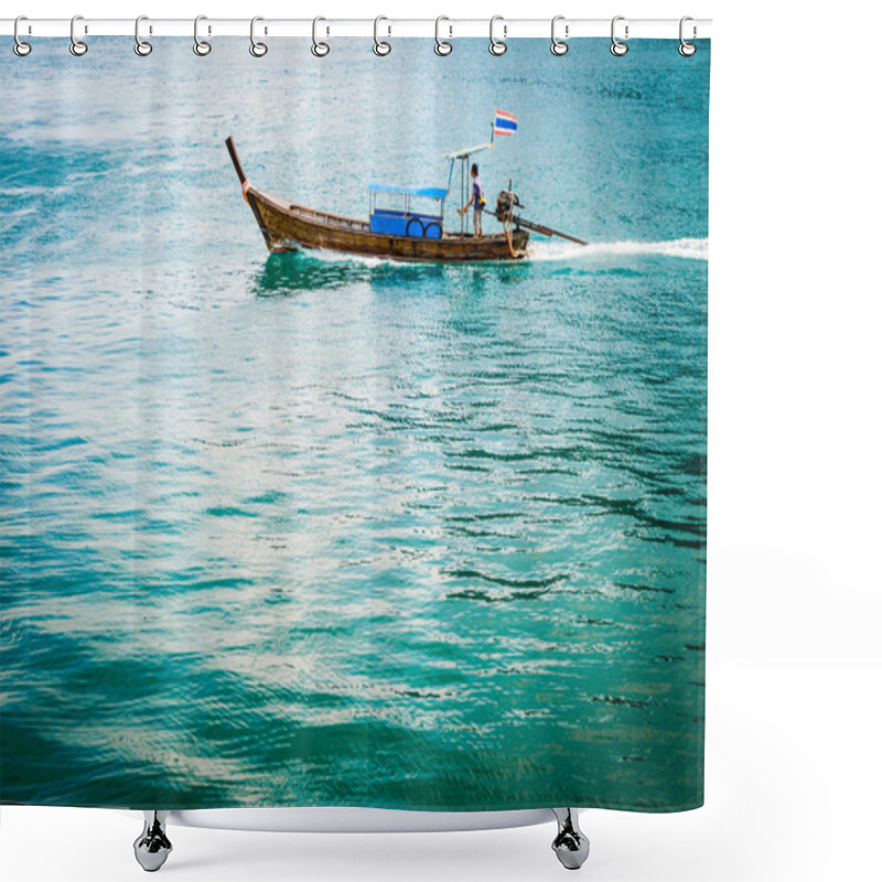 Personality  Long Tailed Boat At Phiphi Island Shower Curtains