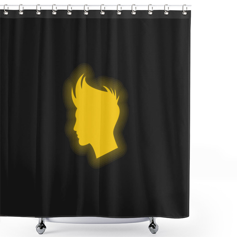 Personality  Boy Hair Shape Yellow Glowing Neon Icon Shower Curtains