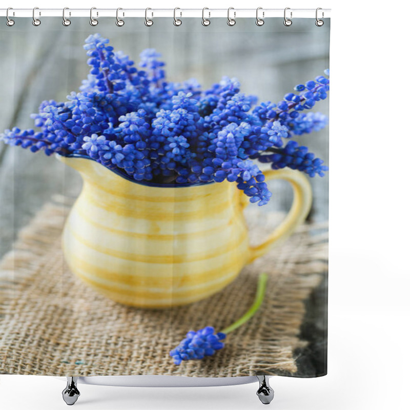 Personality  Grape Hyacinth Flowers In A Pitcher Shower Curtains