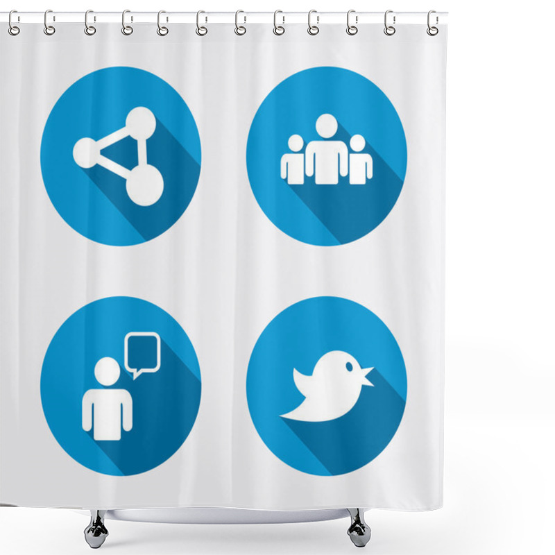 Personality  Group Of People And Share Icons. Shower Curtains