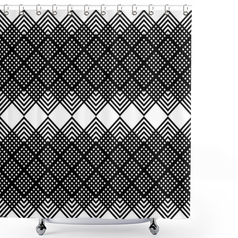 Personality  Design Seamless Monochrome Zigzag Pattern. Abstract Background. Vector Art Shower Curtains