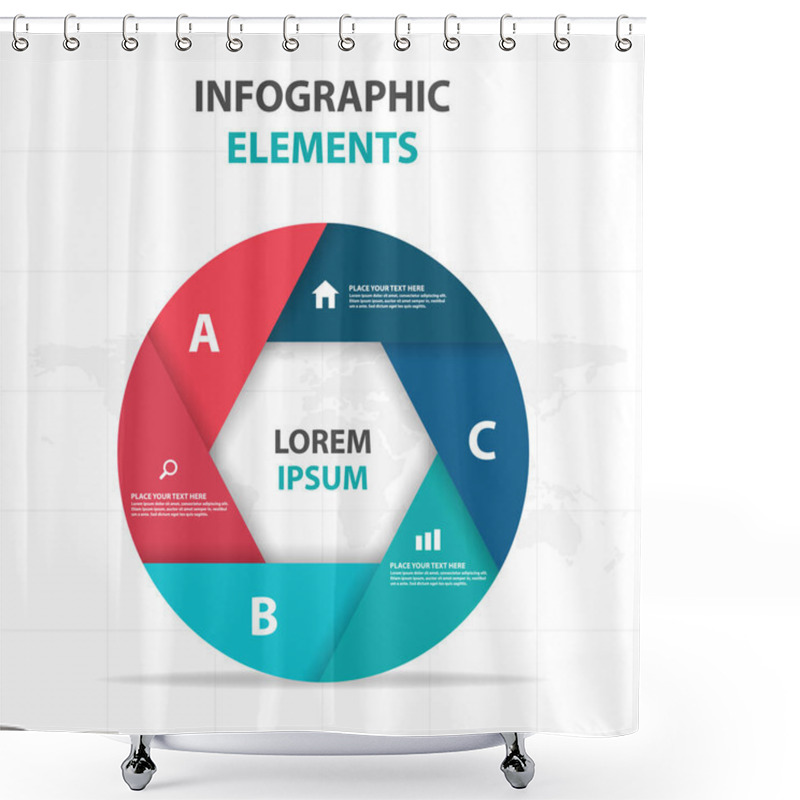 Personality  Abstract Hexagon Circle Business Infographics Elements, Presentation Template Flat Design Vector Illustration For Web Design Marketing Advertising Shower Curtains