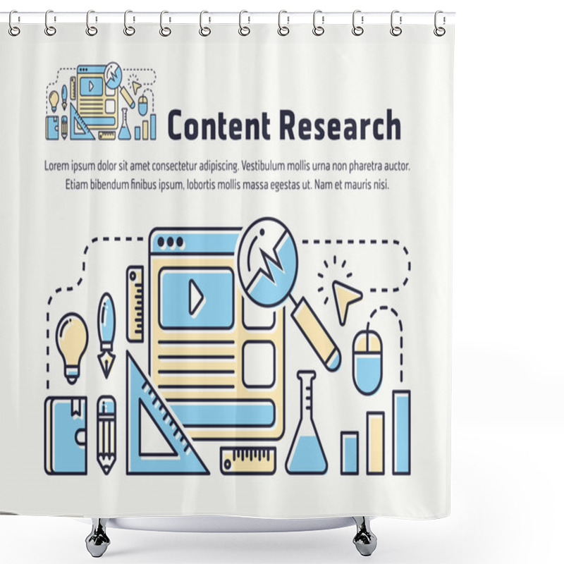 Personality  Content Marketing Research Thin Line Icon Design Shower Curtains