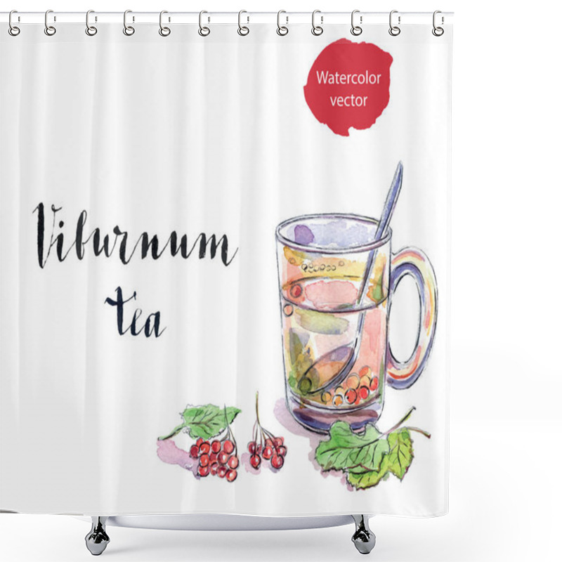 Personality  Glass Cup Of Viburnum Tea Shower Curtains