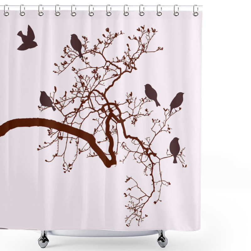 Personality  Birds On A Tree Branch Shower Curtains