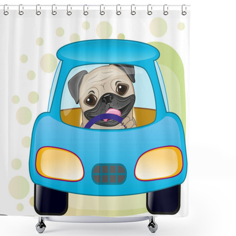 Personality  Pug Dog In A Car Shower Curtains